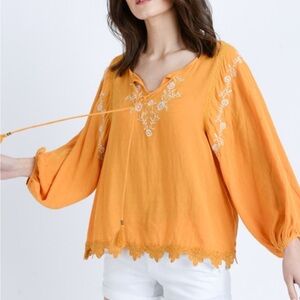 Embroidered Peasant Top